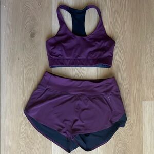 Outdoor Voices Purple Sports Bra and Shorts Set (S)